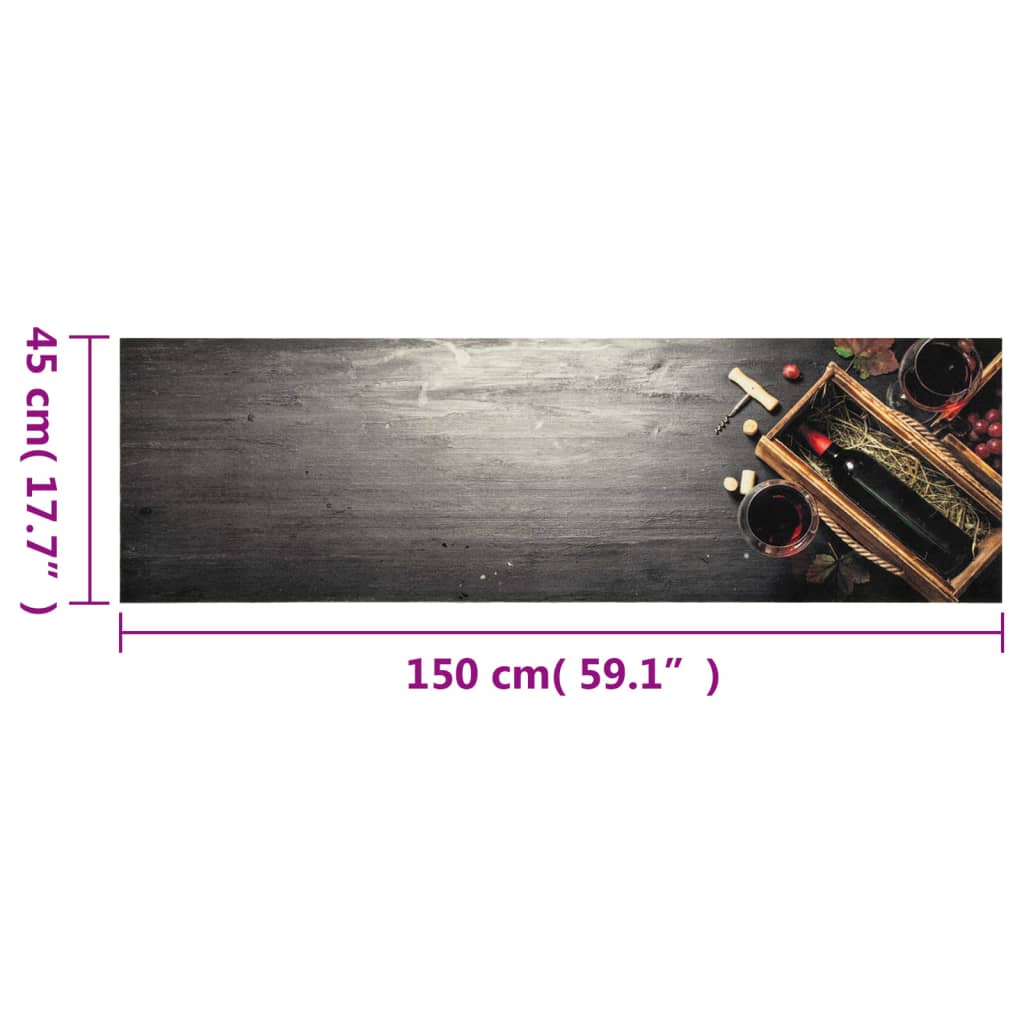 vidaXL Küchenteppich Waschbar Weinflasche 45x150 cm Samt