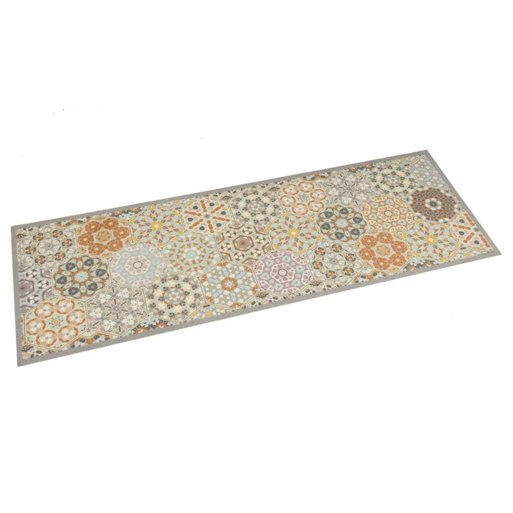 vidaXL Küchenteppich Waschbar Hexagon Pastell 60x180 cm Samt