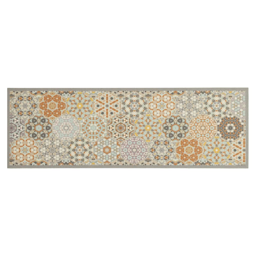 vidaXL Küchenteppich Waschbar Hexagon Pastell 60x180 cm Samt