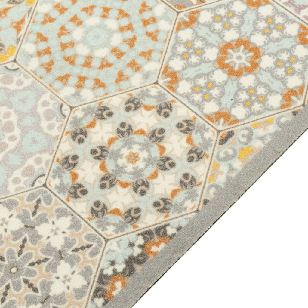 vidaXL Küchenteppich Waschbar Hexagon Pastell 60x180 cm Samt