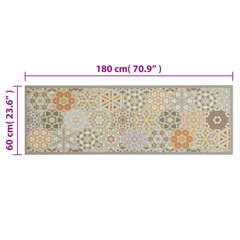 vidaXL Küchenteppich Waschbar Hexagon Pastell 60x180 cm Samt