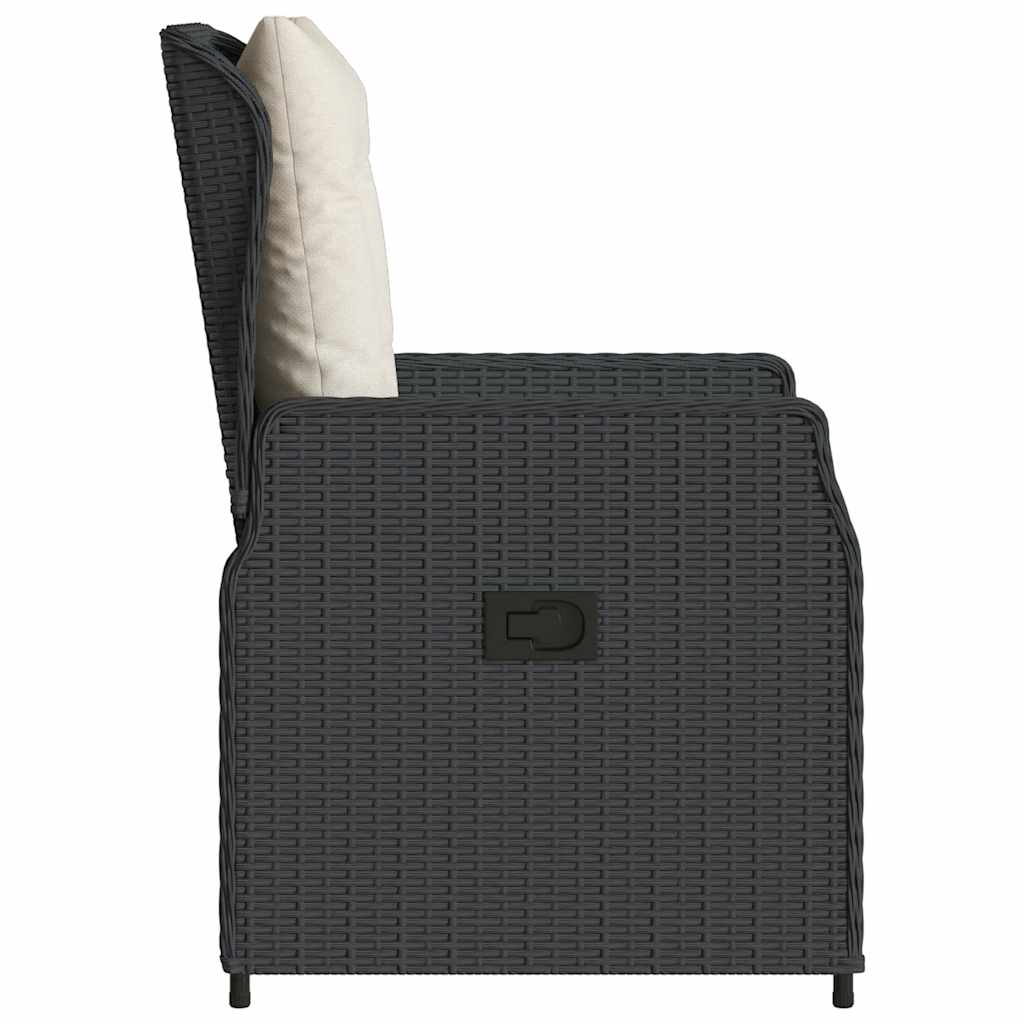 vidaXL Gartensessel 2 Stk. Verstellbar Schwarz Poly Rattan