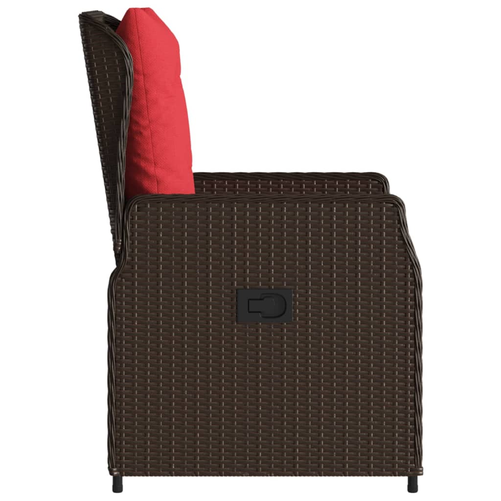 vidaXL Liegende Gartenstühle 2 Stk. Braun Poly Rattan