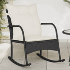 vidaXL Garten-Schaukelstuhl mit Kissen Schwarz Poly Rattan
