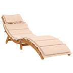 vidaXL Sonnenliegen mit Auflagen 2 Stk. Beige Massivholz Akazie