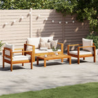 vidaXL 4-tlg. Garten-Sofagarnitur mit Kissen Massivholz Akazie