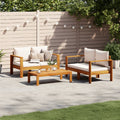 vidaXL 3-tlg. Garten-Sofagarnitur mit Kissen Massivholz Akazie