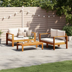 vidaXL 3-tlg. Garten-Sofagarnitur mit Kissen Massivholz Akazie