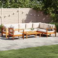vidaXL 6-tlg. Garten-Sofagarnitur mit Kissen Massivholz Akazie