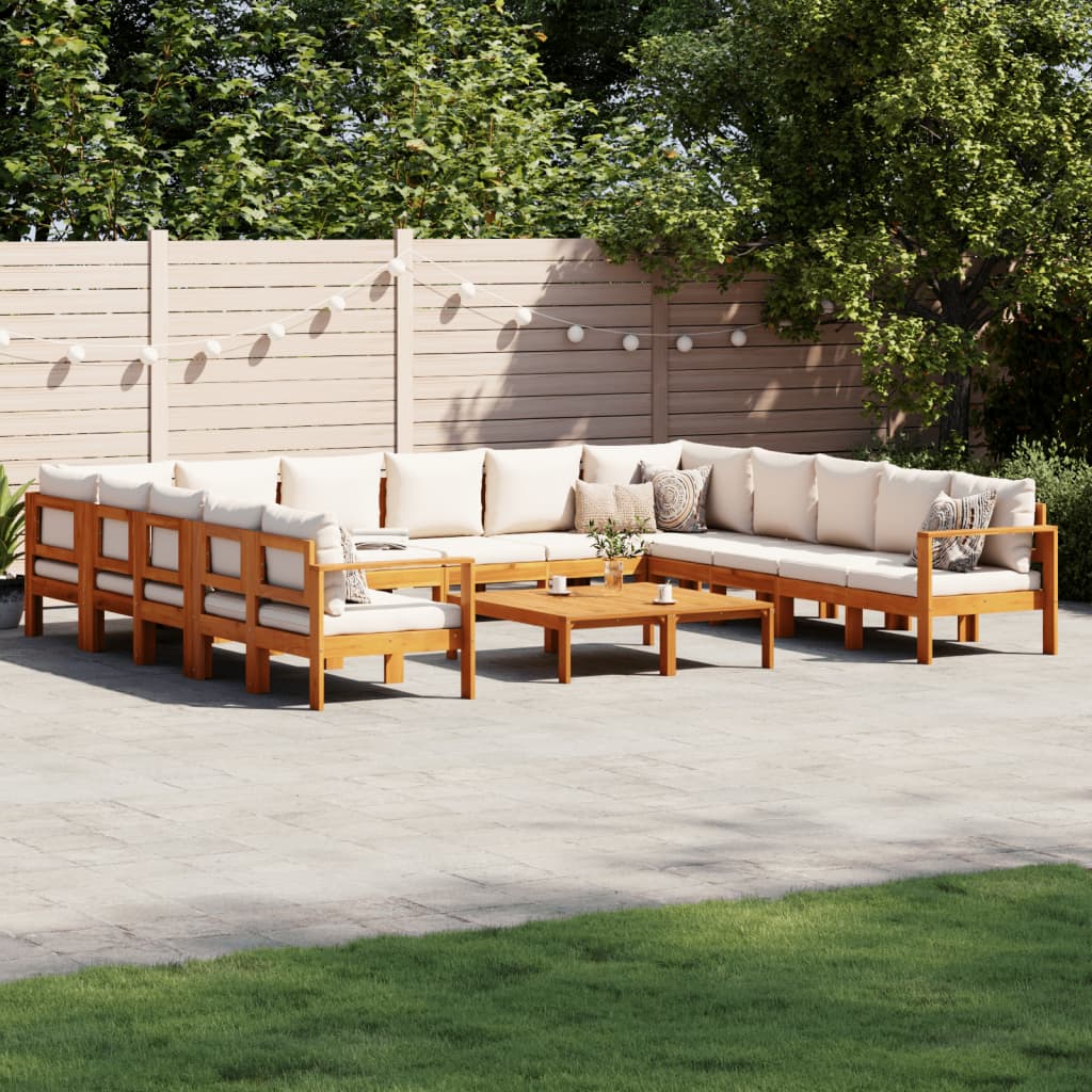 vidaXL 10-tlg. Garten-Sofagarnitur mit Kissen Massivholz Akazie