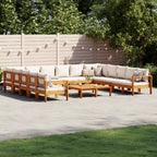 vidaXL 10-tlg. Garten-Sofagarnitur mit Kissen Massivholz Akazie