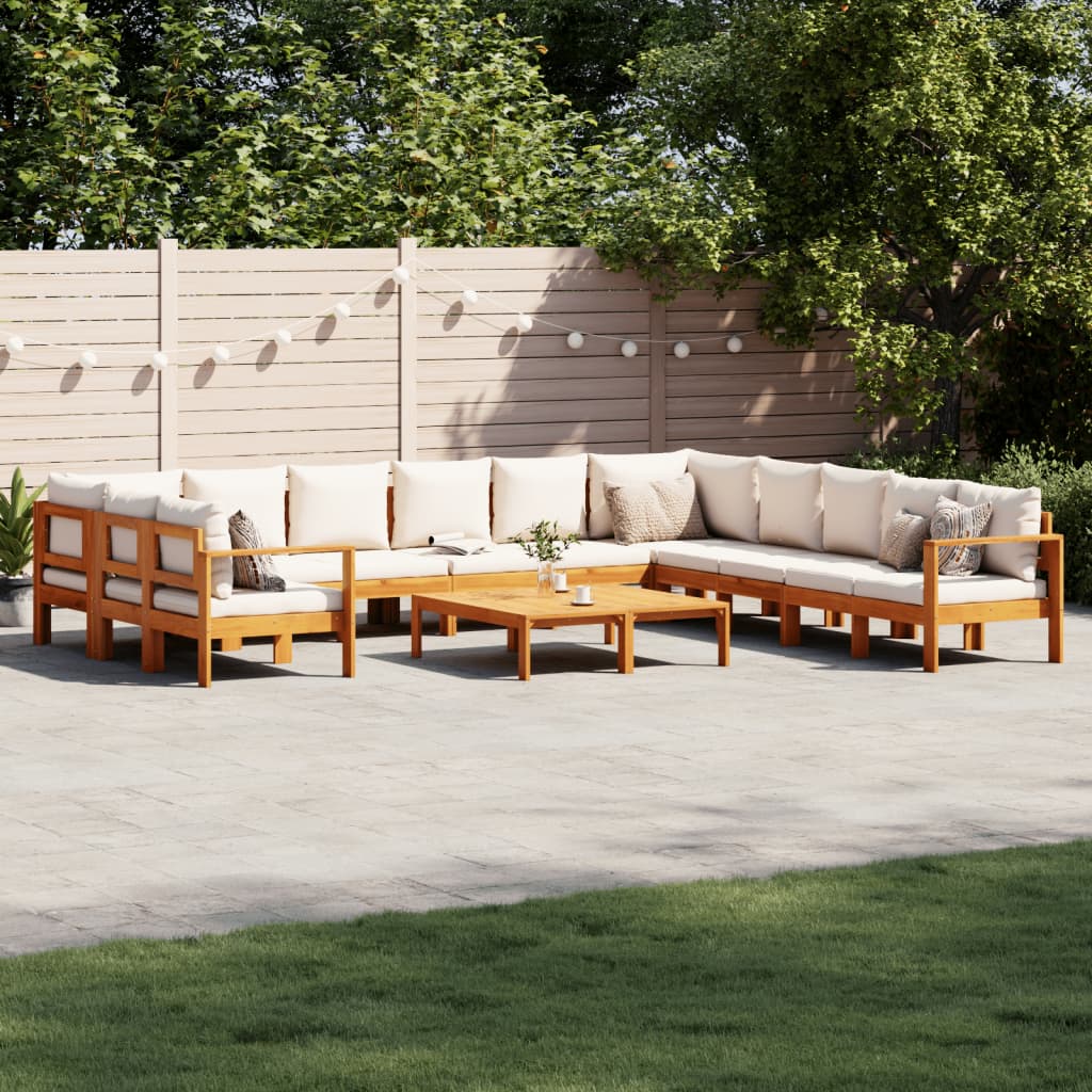vidaXL 9-tlg. Garten-Sofagarnitur mit Kissen Massivholz Akazie
