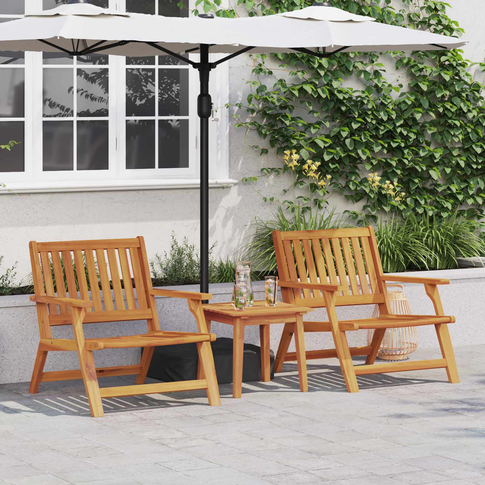 vidaXL Gartenstuhl 3 pcs Braun Massivholz Akazie