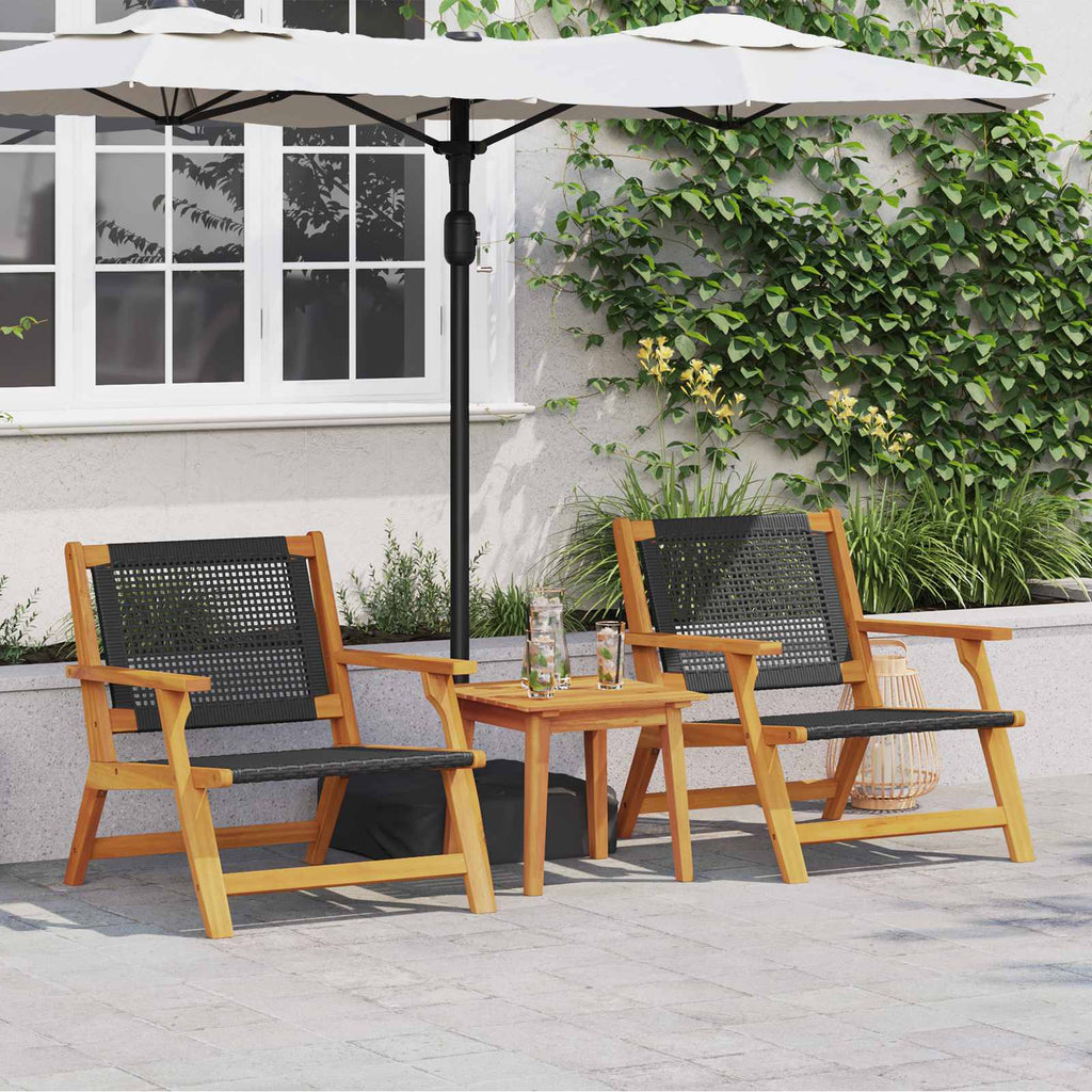 vidaXL Gartenstühle mit Tisch 3 pcs Schwarz Massivholz Akazie