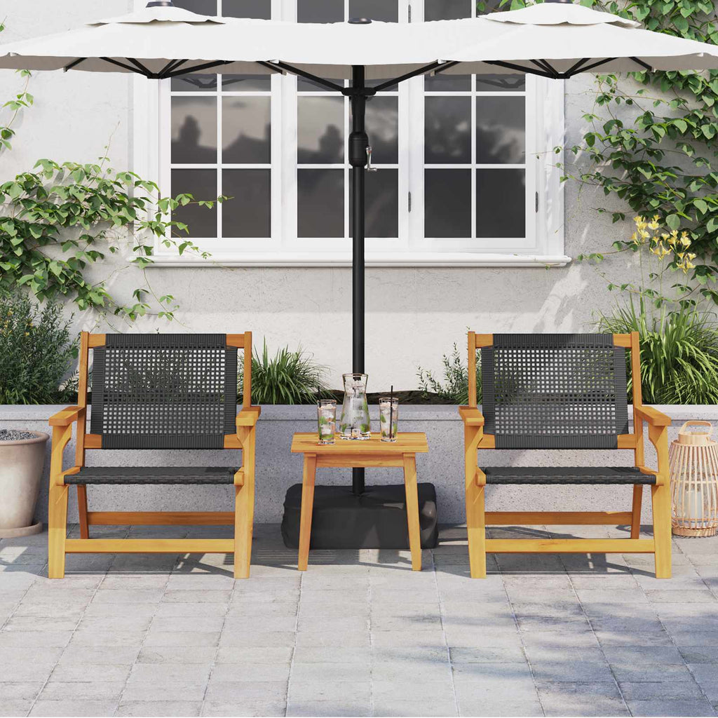 vidaXL Gartenstühle mit Tisch 3 pcs Schwarz Massivholz Akazie