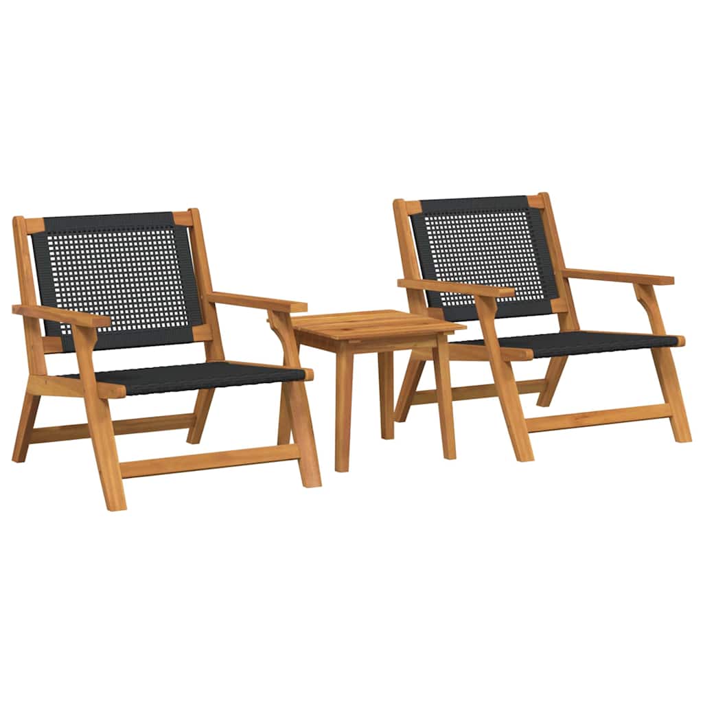 vidaXL Gartenstühle mit Tisch 3 pcs Schwarz Massivholz Akazie