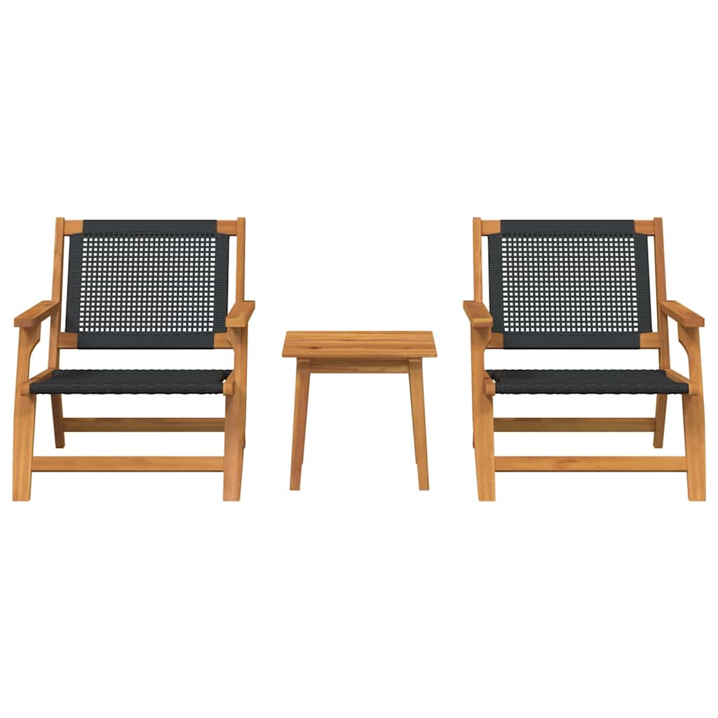 vidaXL Gartenstühle mit Tisch 3 pcs Schwarz Massivholz Akazie