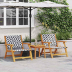 vidaXL Gartenstühle mit Tisch 3 pcs Schwarz und Weiß Massivholz Akazie