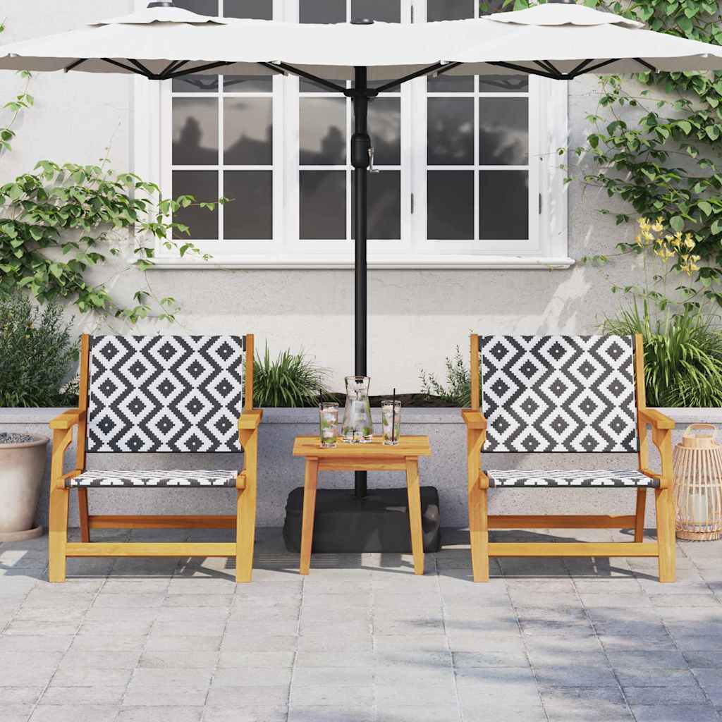 vidaXL Gartenstühle mit Tisch 3 pcs Schwarz und Weiß Massivholz Akazie