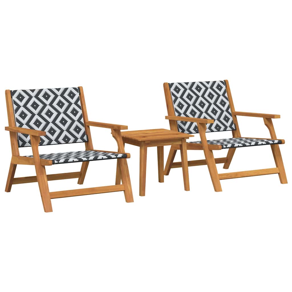vidaXL Gartenstühle mit Tisch 3 pcs Schwarz und Weiß Massivholz Akazie