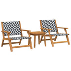 vidaXL Gartenstühle mit Tisch 3 pcs Schwarz und Weiß Massivholz Akazie