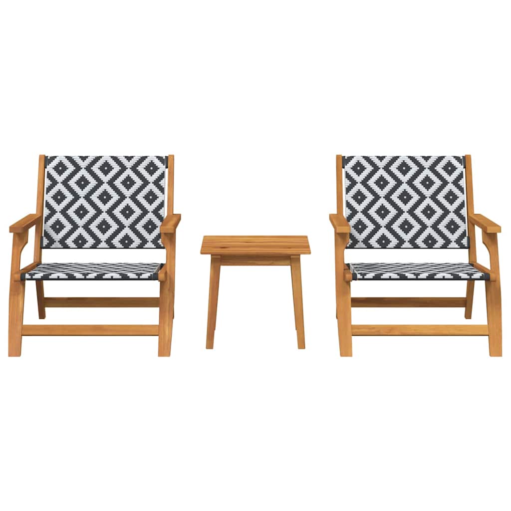 vidaXL Gartenstühle mit Tisch 3 pcs Schwarz und Weiß Massivholz Akazie