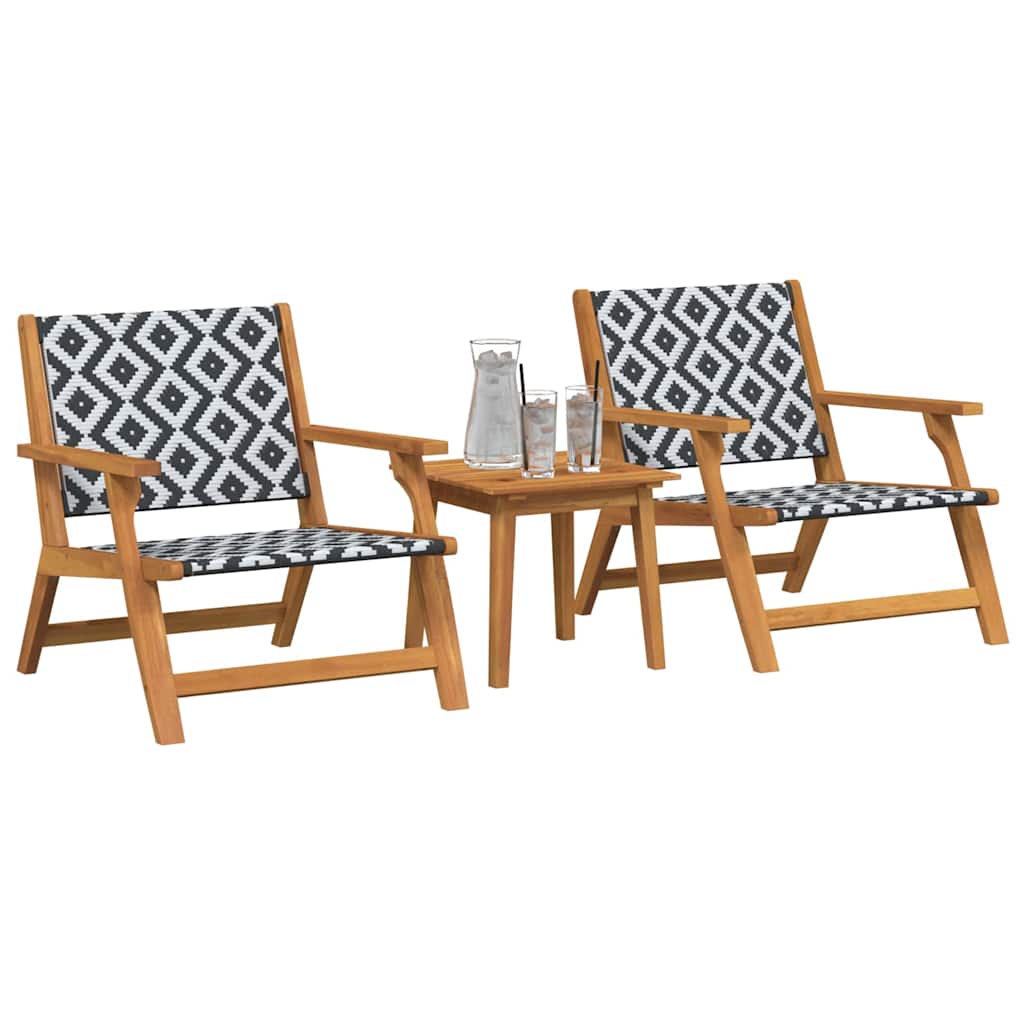 vidaXL Gartenstühle mit Tisch 3 pcs Schwarz und Weiß Massivholz Akazie