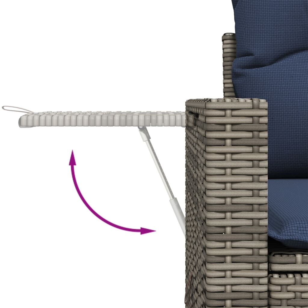 vidaXL 5-teiliges Gartensofa-Set mit Kissen, grau, Polyrattan