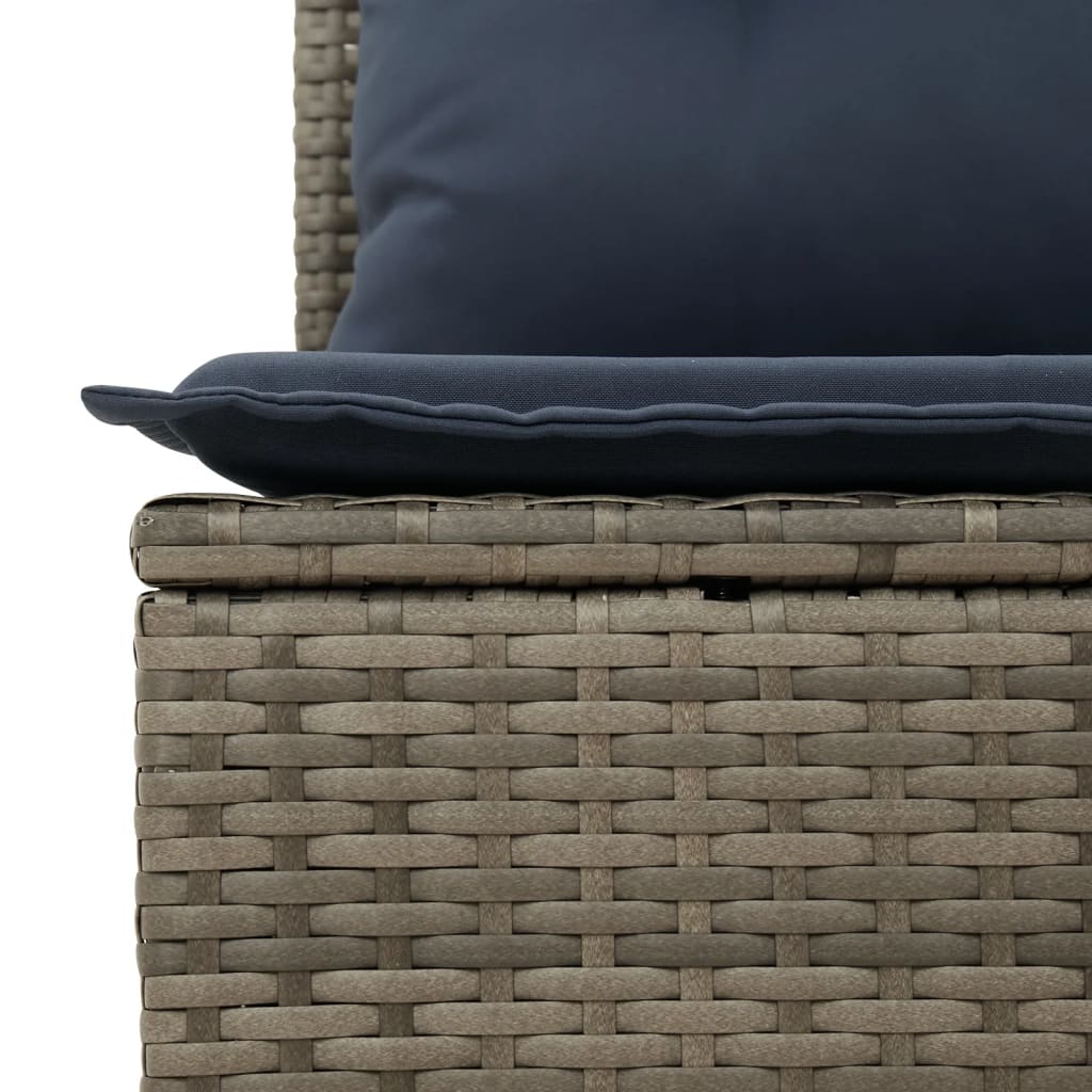 vidaXL 5-teiliges Gartensofa-Set mit Kissen, grau, Polyrattan