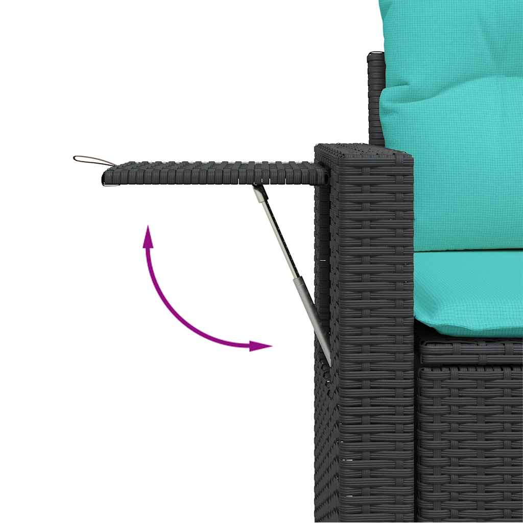 vidaXL 8-teiliges Gartensofa-Set mit Kissen, schwarzes Polyrattan