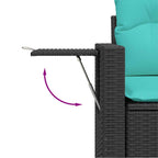 vidaXL 8-teiliges Gartensofa-Set mit Kissen, schwarzes Polyrattan