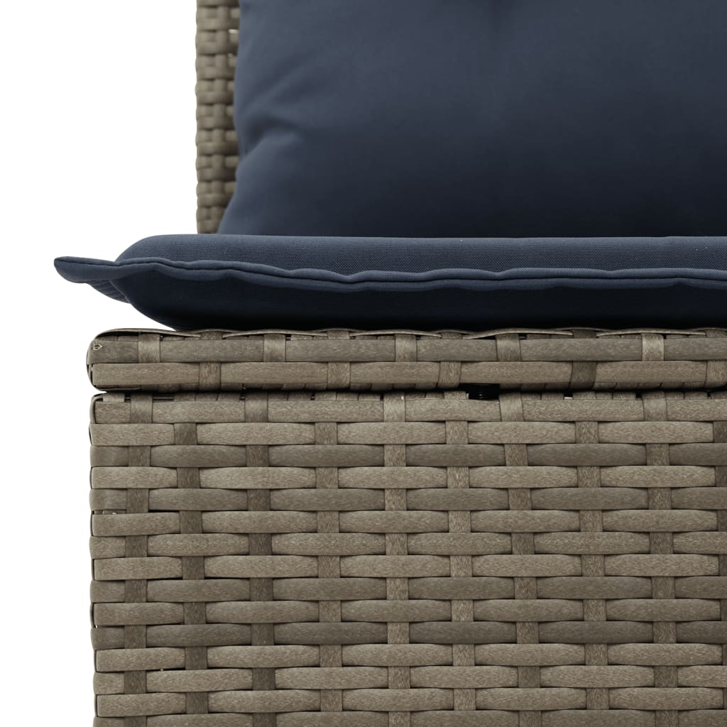 vidaXL 7-teiliges Gartensofa-Set mit Kissen, grau, Polyrattan
