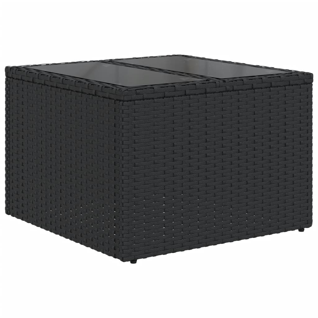 vidaXL 10-teiliges Gartensofa-Set mit Kissen, schwarzes Polyrattan