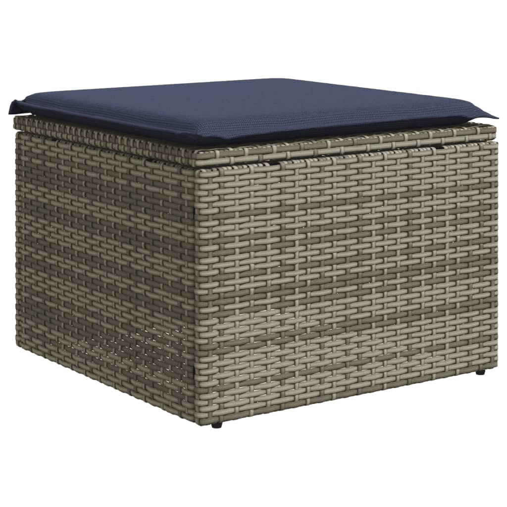 vidaXL 11-teiliges Gartensofa-Set mit Kissen, grau, Polyrattan