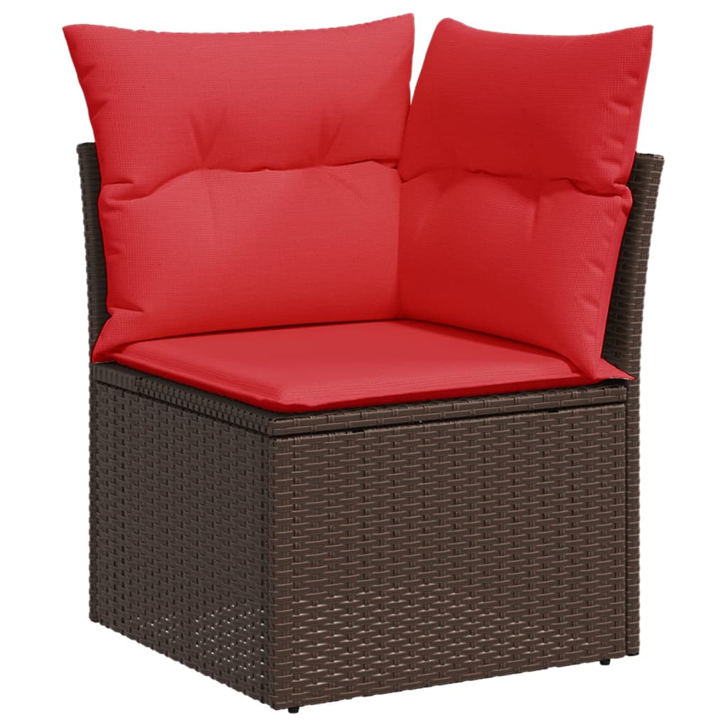 vidaXL 13-teiliges Gartensofa-Set mit Kissen, braun, Polyrattan