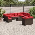 vidaXL 13-teiliges Gartensofa-Set mit Kissen, braun, Polyrattan