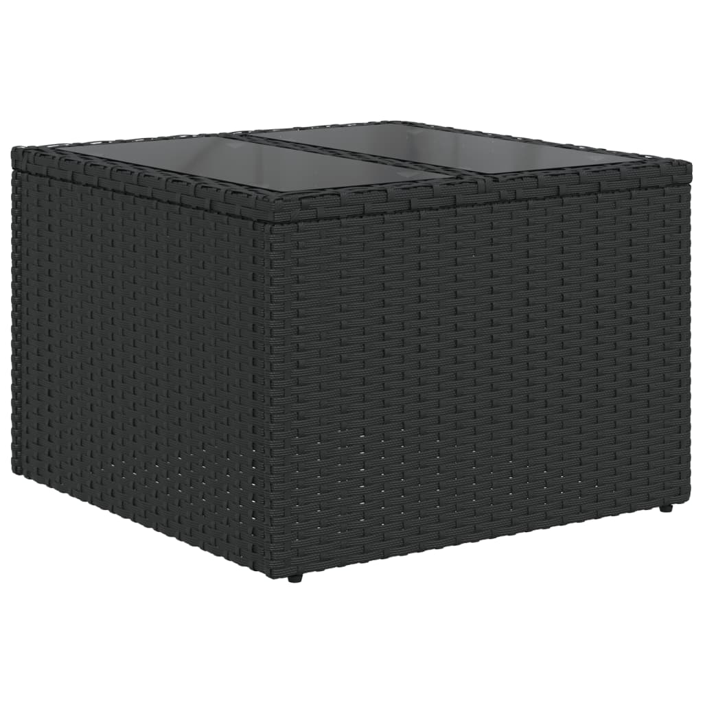 vidaXL 14-teiliges Gartensofa-Set mit Kissen, schwarzes Polyrattan