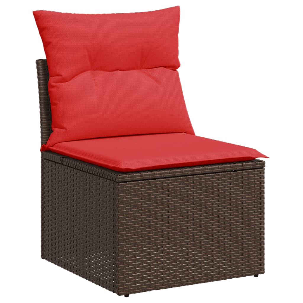 vidaXL 14-teiliges Gartensofa-Set mit Kissen, braun, Polyrattan