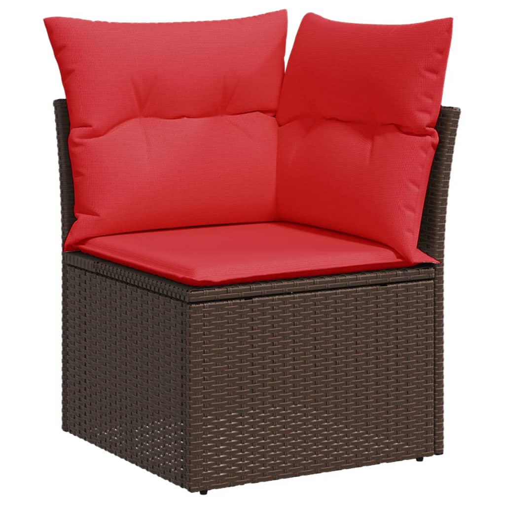 vidaXL 14-teiliges Gartensofa-Set mit Kissen, braun, Polyrattan