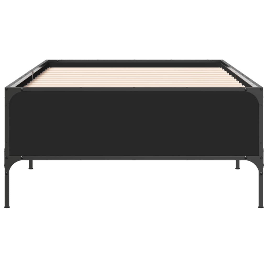 vidaXL Bettgestell Schwarz 100x200 cm Holzwerkstoff und Metall