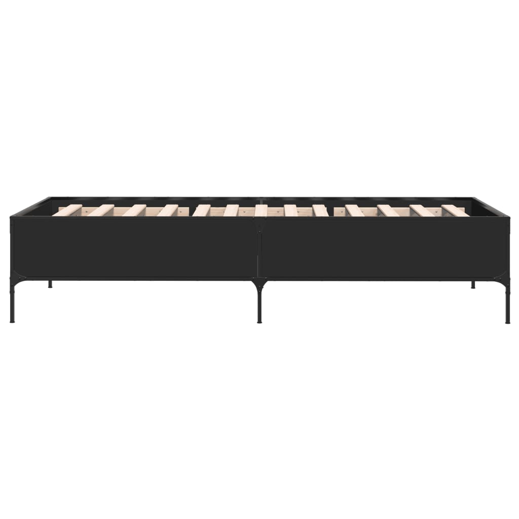 vidaXL Bettgestell Schwarz 100x200 cm Holzwerkstoff und Metall