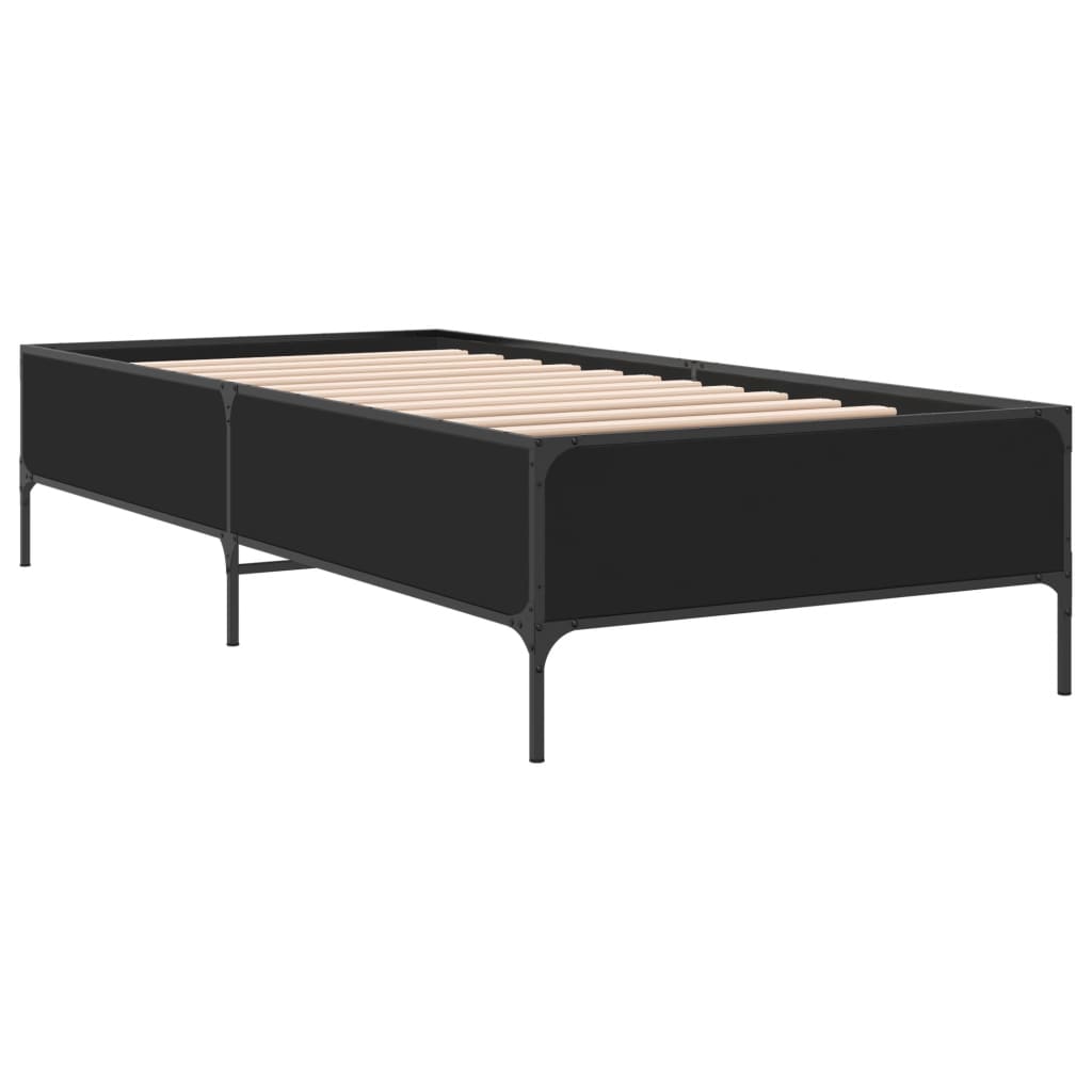vidaXL Bettgestell Schwarz 100x200 cm Holzwerkstoff und Metall