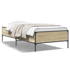 vidaXL Bettgestell Sonoma-Eiche 100x200 cm Holzwerkstoff und Metall