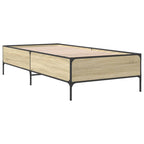 vidaXL Bettgestell Sonoma-Eiche 100x200 cm Holzwerkstoff und Metall
