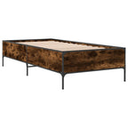 vidaXL Bettgestell Räuchereiche 100x200 cm Holzwerkstoff und Metall