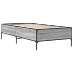 vidaXL Bettgestell Grau Sonoma 100x200 cm Holzwerkstoff und Metall