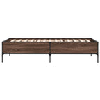 vidaXL Bettgestell Braun Eichen-Optik 100x200 cm Holzwerkstoff Metall