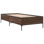 vidaXL Bettgestell Braun Eichen-Optik 100x200 cm Holzwerkstoff Metall