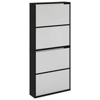 vidaXL Schuhschrank mit Spiegel 4 Fächer Schwarz 63x17x134 cm