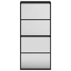 vidaXL Schuhschrank mit Spiegel 4 Fächer Schwarz 63x17x134 cm